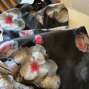 Floral Print mini dress in Black with Pink & Cream Blooms